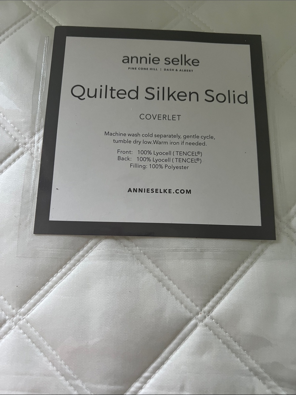annie selke Quilted Silken Solid Coverlet — White